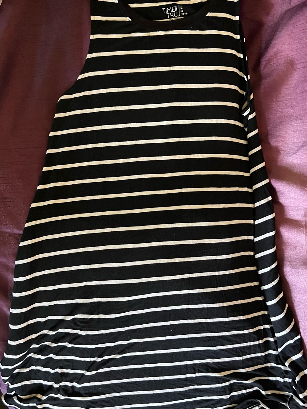 Time and Tru Black and White Striped Tank Dress